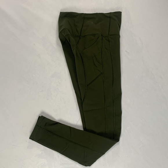Victorias Secret Knockout Full Length Leggings Olive Military Green Side Pockets - Picture 1 of 12
